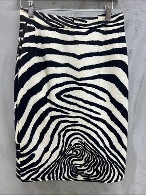 Zebra-Print Black & White Pencil Skirt